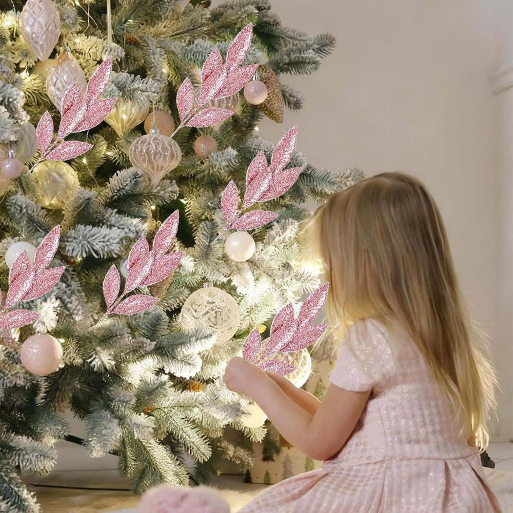 3/12Pcs Pink Glitter Leaf Pick - огляд і ціна Florist Supply Bulk