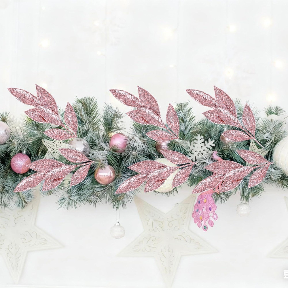 3/12Pcs Pink Glitter Leaf Pick - огляд і ціна Florist Supply Bulk