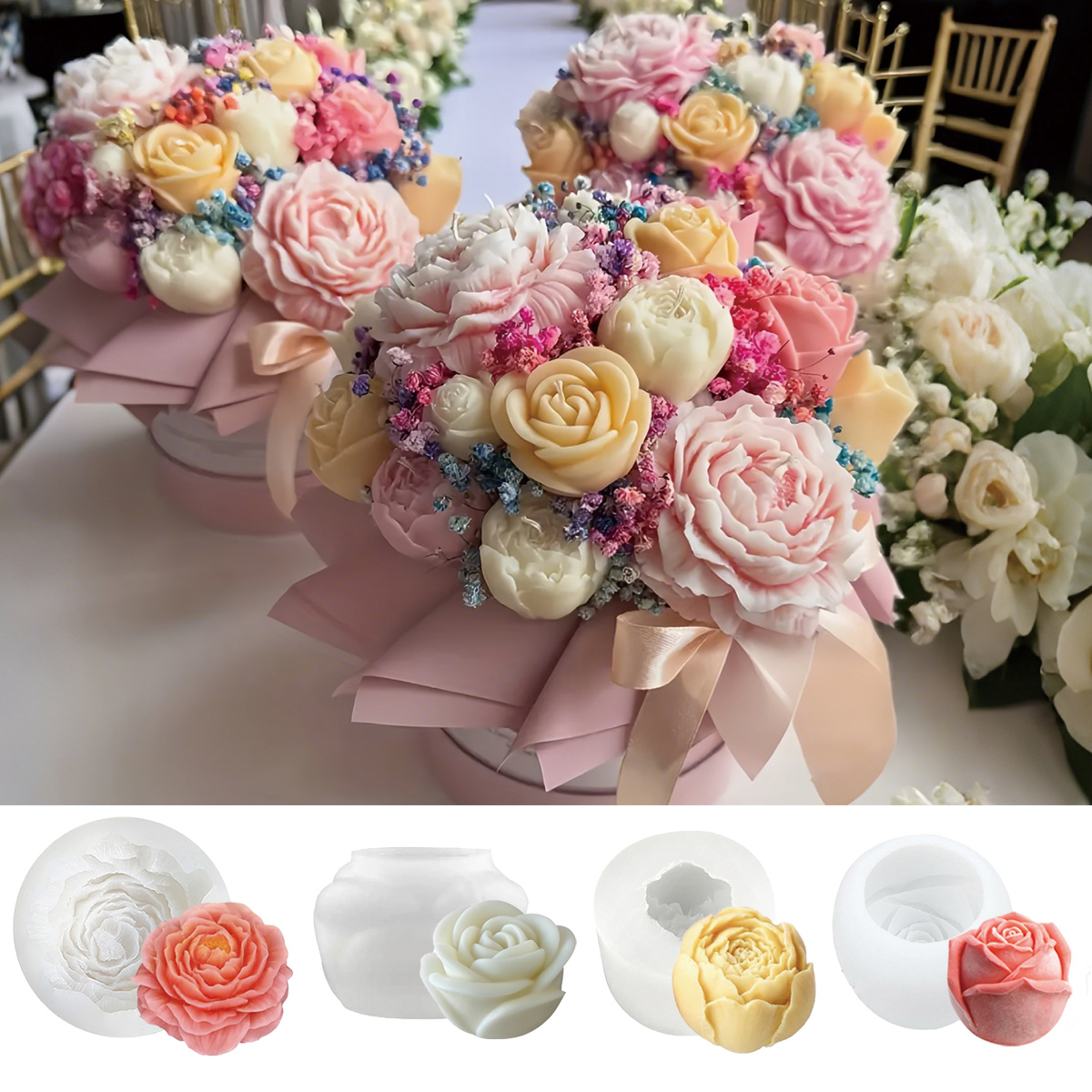 4pcs Floral Mold Set - Peony,  - огляд і ціна Florist Supply Bulk